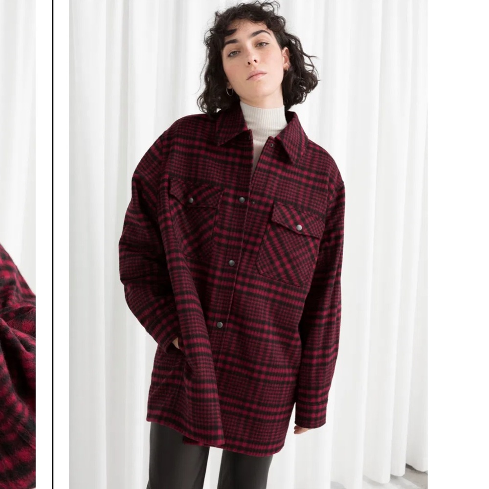 Stockholm Atelier & Other Stories Plaid Wool Blend Quilted Jacket 2 Grunge 90s